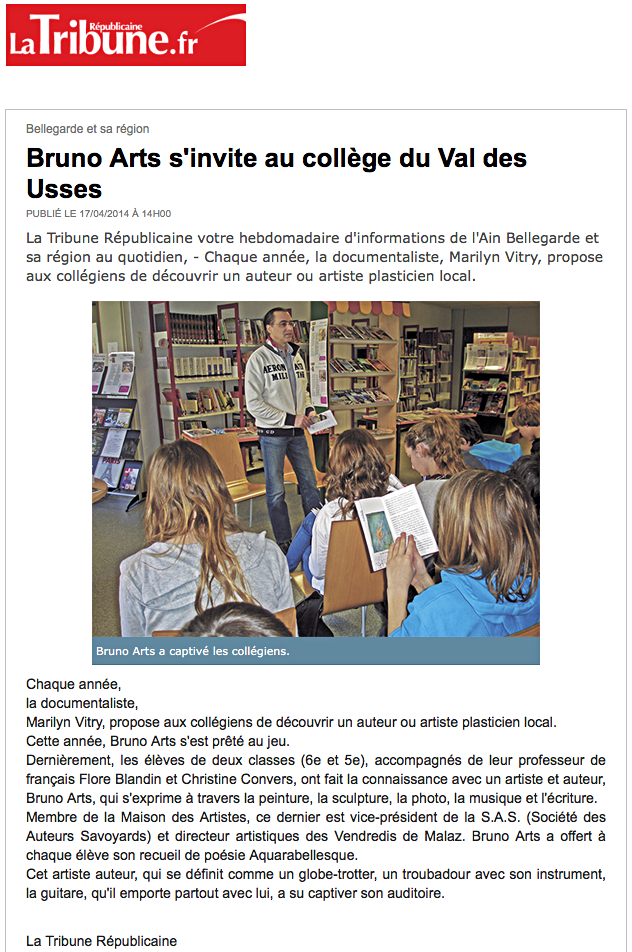 Bruno Arts s'invite au collège du Val des Usses